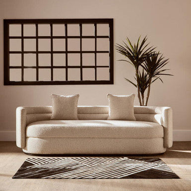 3 Seater Ivory Linen Curved Sofa | Oratino