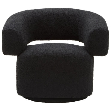 Oliveto Black Boucle Curved Swivel Armchair