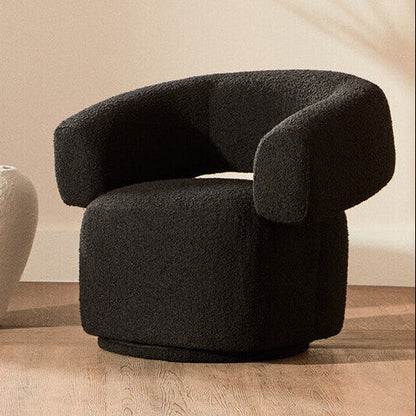 Oliveto Black Boucle Curved Swivel Armchair