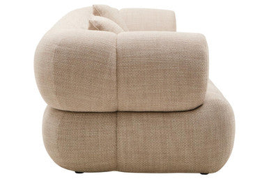 3 Seater Cream Linen Curved Sofa | Ordona