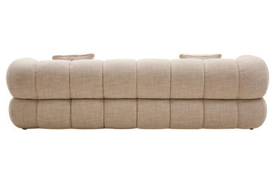 3 Seater Cream Linen Curved Sofa | Ordona