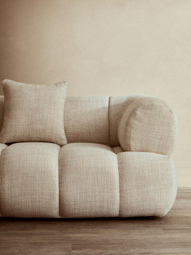 3 Seater Cream Linen Curved Sofa | Ordona