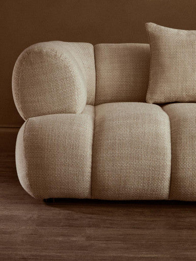 3 Seater Cream Linen Curved Sofa | Ordona