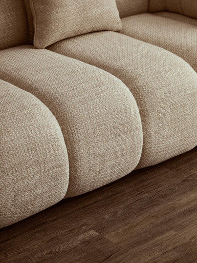 3 Seater Cream Linen Curved Sofa | Ordona