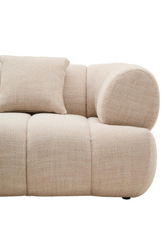 3 Seater Cream Linen Curved Sofa | Ordona