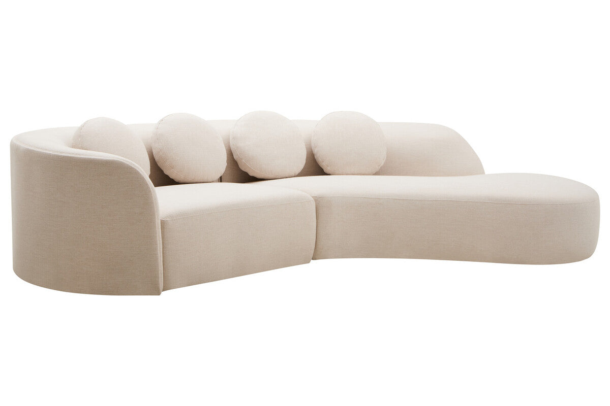 3 Seater Cream Linen Curved Sofa | Ovada