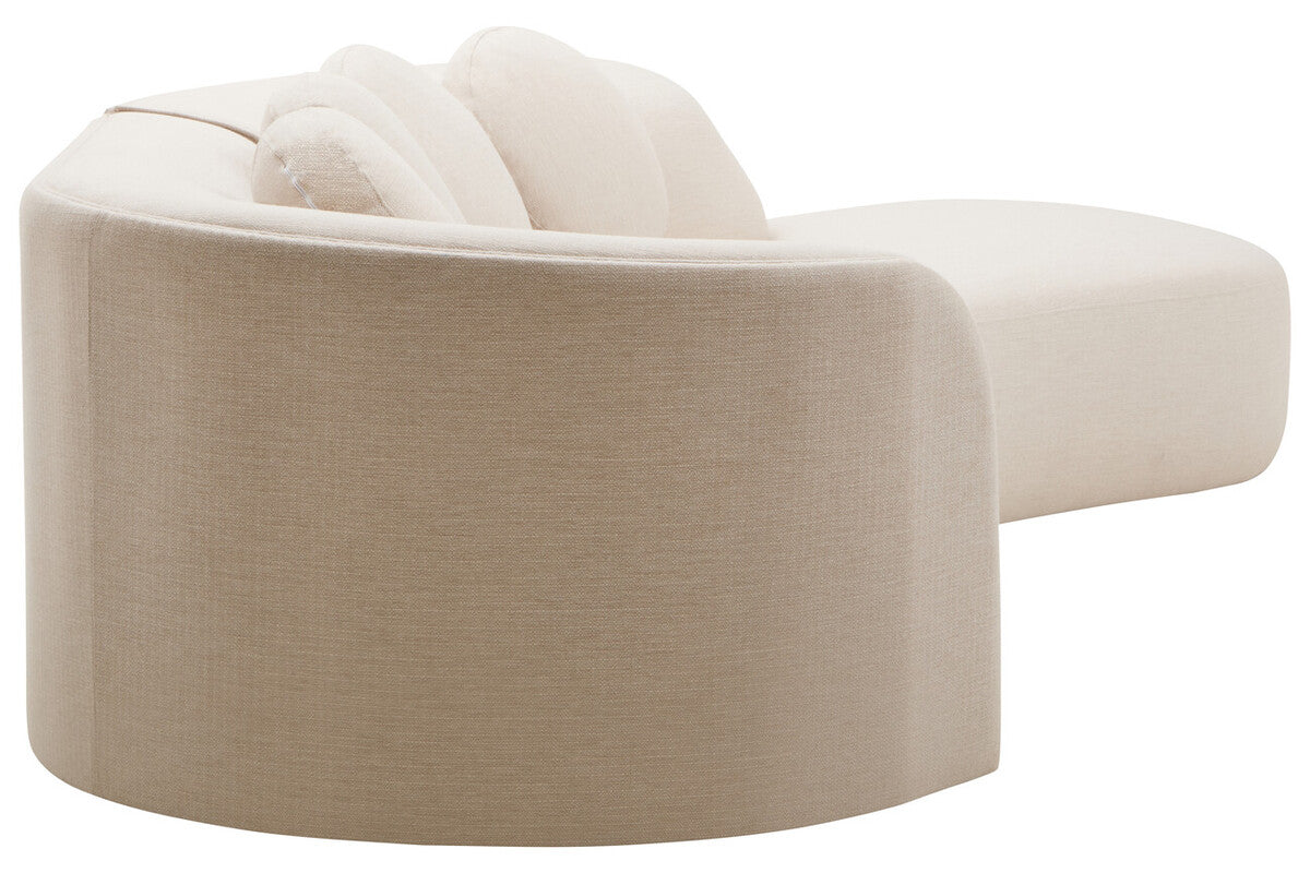 3 Seater Cream Linen Curved Sofa | Ovada