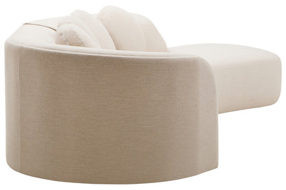 3 Seater Cream Linen Curved Sofa | Ovada