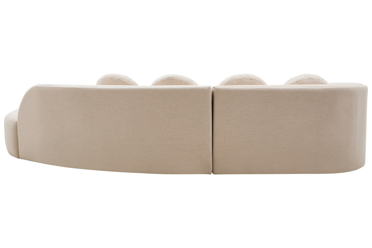 3 Seater Cream Linen Curved Sofa | Ovada
