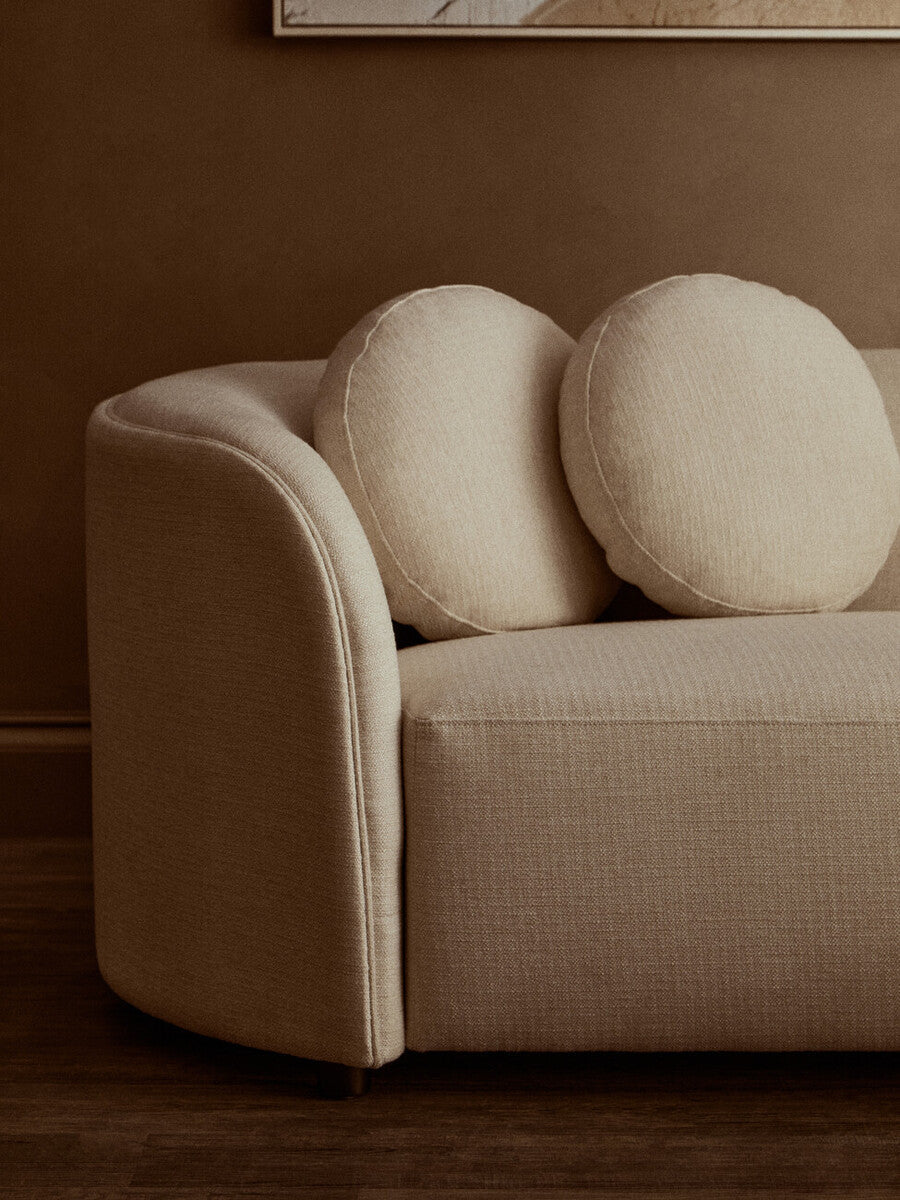 3 Seater Cream Linen Curved Sofa | Ovada