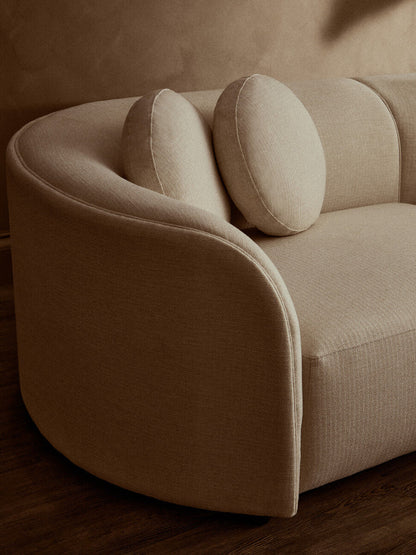 3 Seater Cream Linen Curved Sofa | Ovada