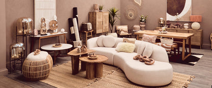 3 Seater Cream Linen Curved Sofa | Ovada