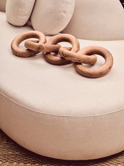 3 Seater Cream Linen Curved Sofa | Ovada