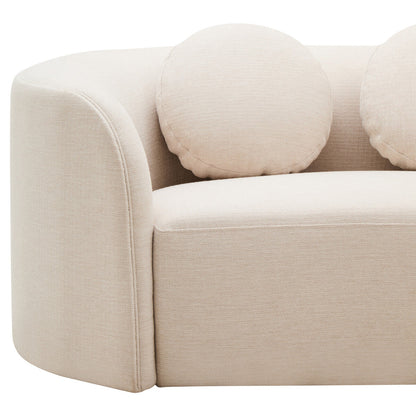 3 Seater Cream Linen Curved Sofa | Ovada