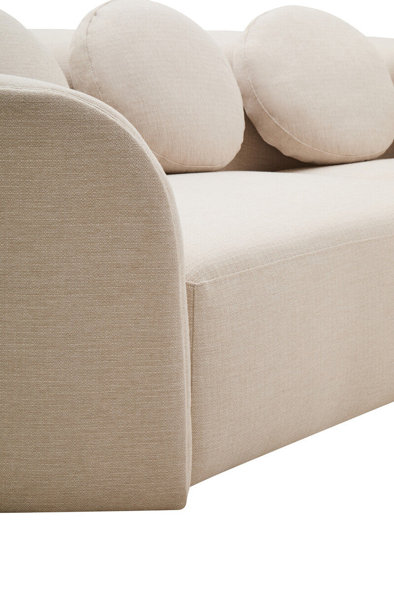 3 Seater Cream Linen Curved Sofa | Ovada