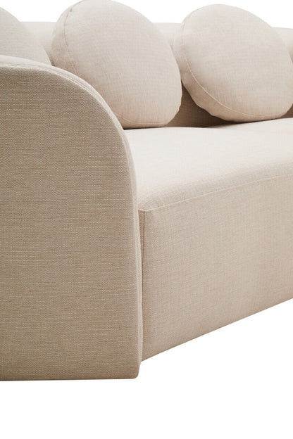 3 Seater Cream Linen Curved Sofa | Ovada