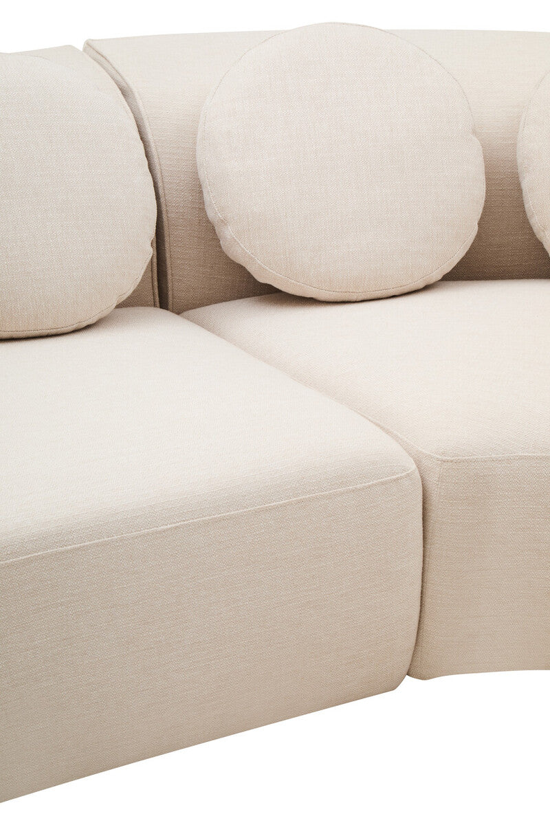 3 Seater Cream Linen Curved Sofa | Ovada