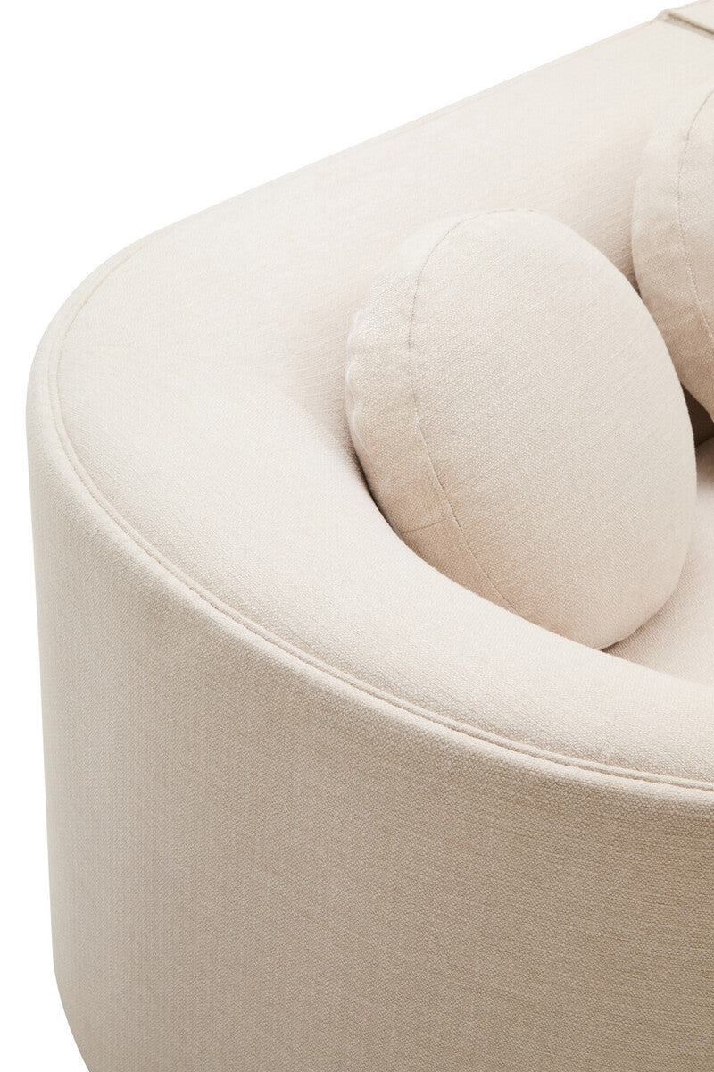 3 Seater Cream Linen Curved Sofa | Ovada