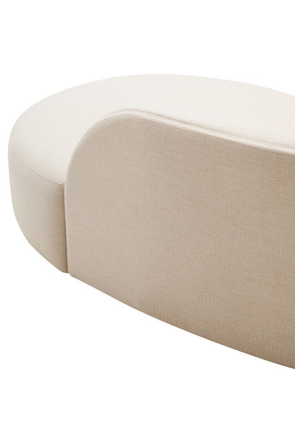 3 Seater Cream Linen Curved Sofa | Ovada