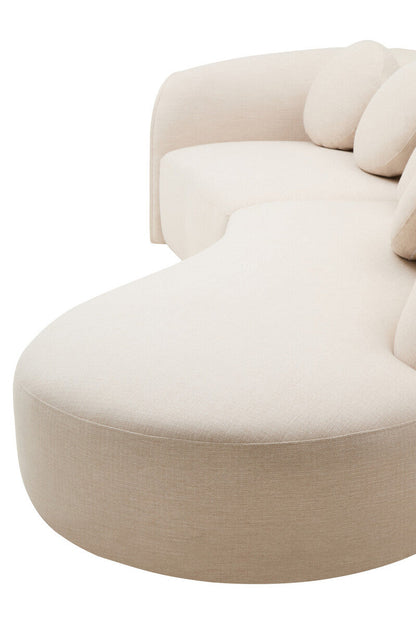 3 Seater Cream Linen Curved Sofa | Ovada