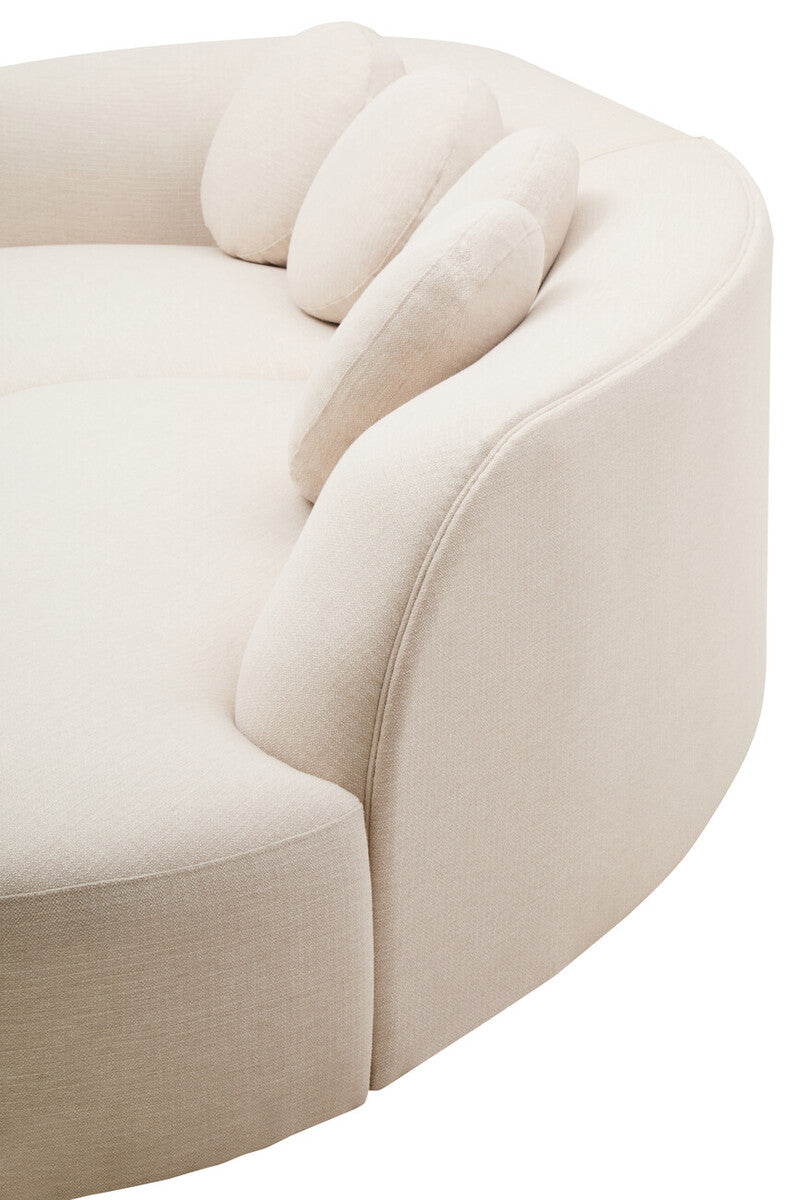 3 Seater Cream Linen Curved Sofa | Ovada
