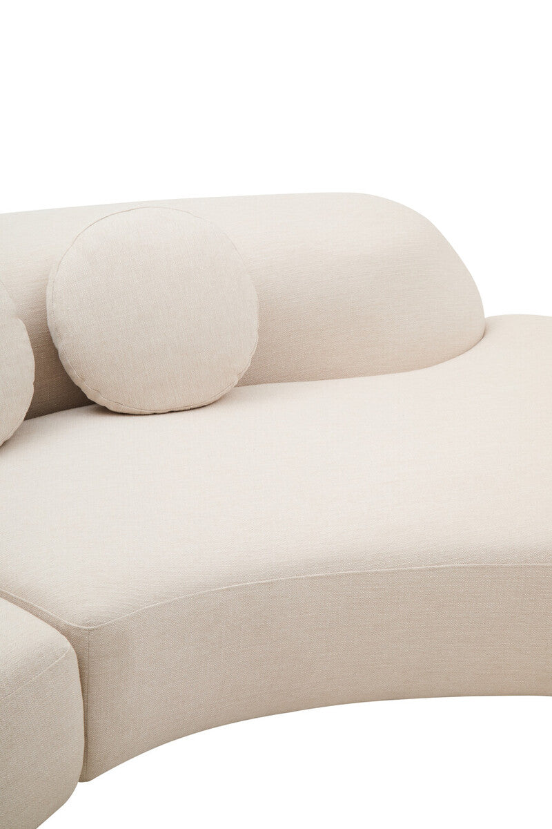 3 Seater Cream Linen Curved Sofa | Ovada