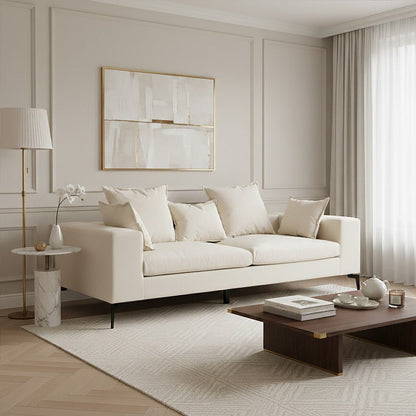 3 Seater Textured Fabric Cream Sofa | Avignon