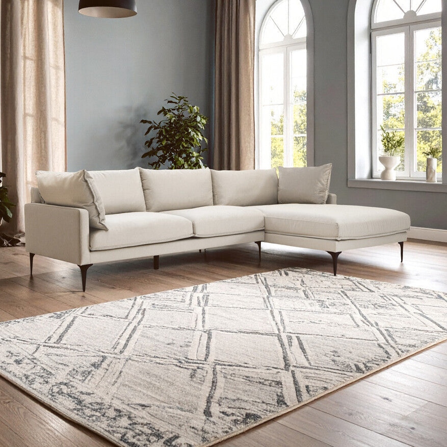 3 Seater Cream Right Chaise Sofa | Comfee