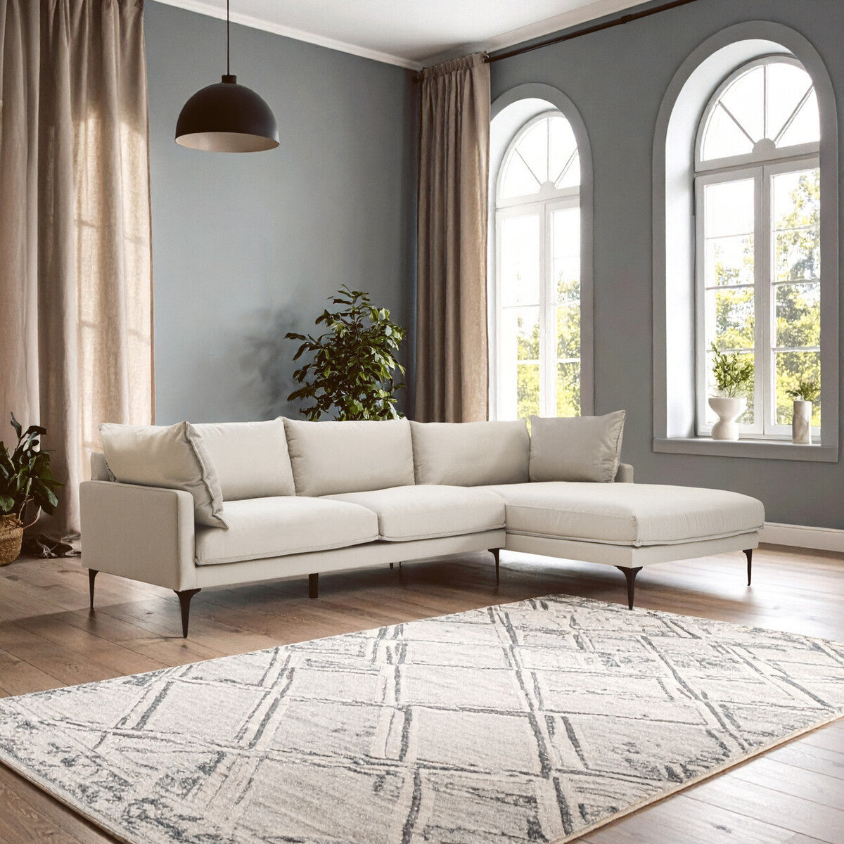 3 Seater Cream Right Chaise Sofa | Comfee