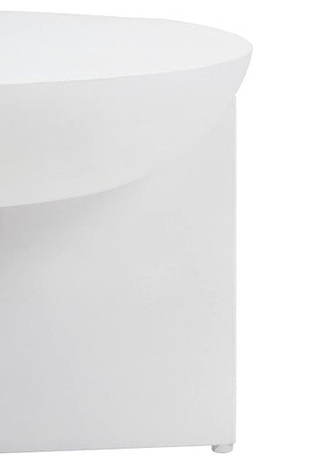 Whitewash Mango Wood Round Coffee Table with Cut-Out Pedestal Base | Walsa