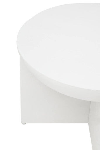 Whitewash Mango Wood Round Coffee Table with Cut-Out Pedestal Base | Walsa