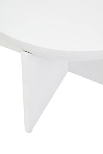 Whitewash Mango Wood Round Coffee Table with Cut-Out Pedestal Base | Walsa