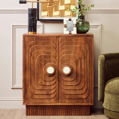 Two Door Mango Wood Carved Cabinet | Sangar