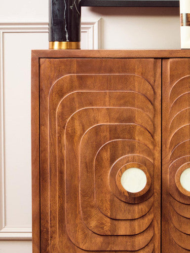 Two Door Mango Wood Carved Cabinet | Sangar
