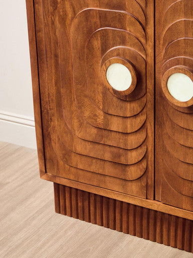Two Door Mango Wood Carved Cabinet | Sangar