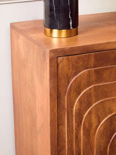 Two Door Mango Wood Carved Cabinet | Sangar