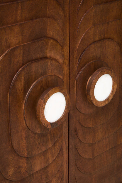 Two Door Mango Wood Carved Cabinet | Sangar