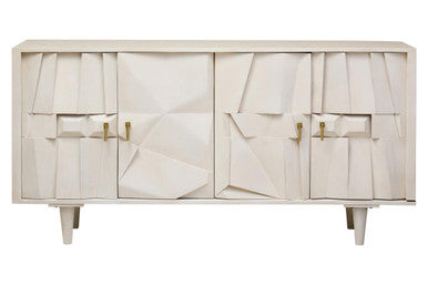 Four Door Whitewash Mango Wood Abstract Sideboard | Sita