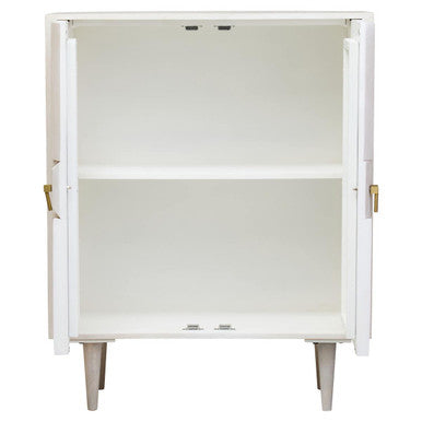 Two Door Whitewash Mango Wood Abstract Cabinet | Sita