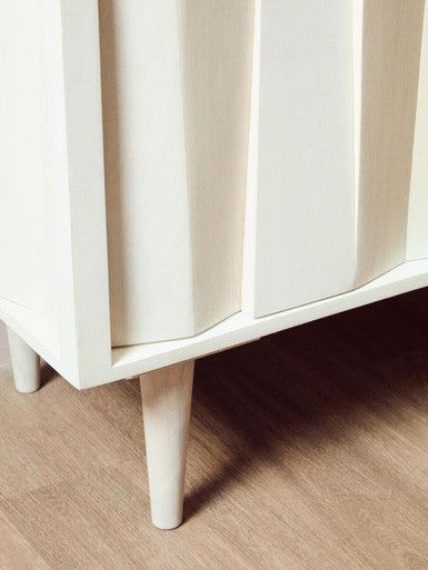 Two Door Whitewash Mango Wood Abstract Cabinet | Sita