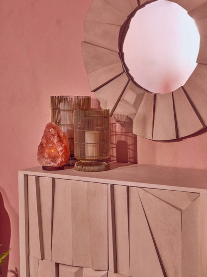Two Door Whitewash Mango Wood Abstract Cabinet | Sita