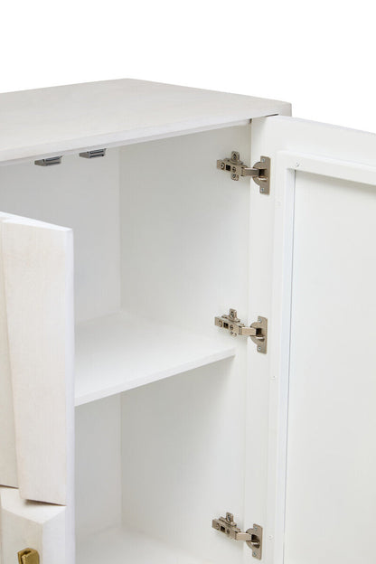 Two Door Whitewash Mango Wood Abstract Cabinet | Sita