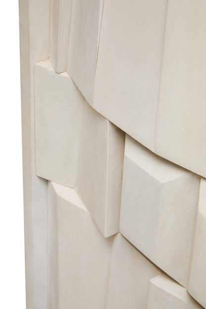 Two Door Whitewash Mango Wood Abstract Cabinet | Sita