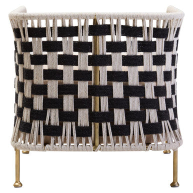 Satna Black and White Jute Chair with Curved Back