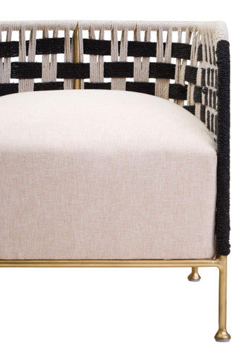 Satna Black and White Jute Chair with Curved Back