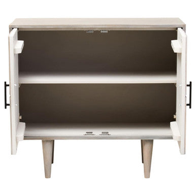 Two Door Greywash Carved Mango Wood Sideboard | Satna