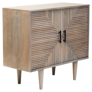 Two Door Greywash Carved Mango Wood Sideboard | Satna