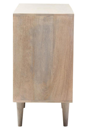 Two Door Greywash Carved Mango Wood Sideboard | Satna