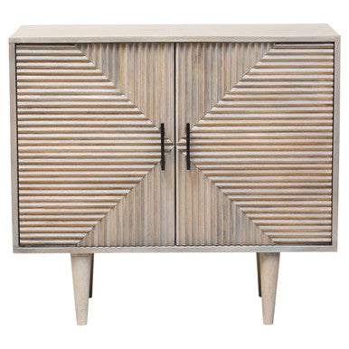 Two Door Greywash Carved Mango Wood Sideboard | Satna