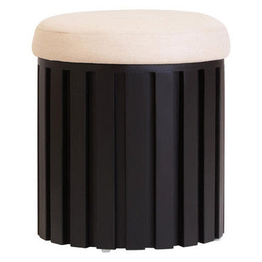 Perdoba Black and Cream Linen Stool with Ridge Base